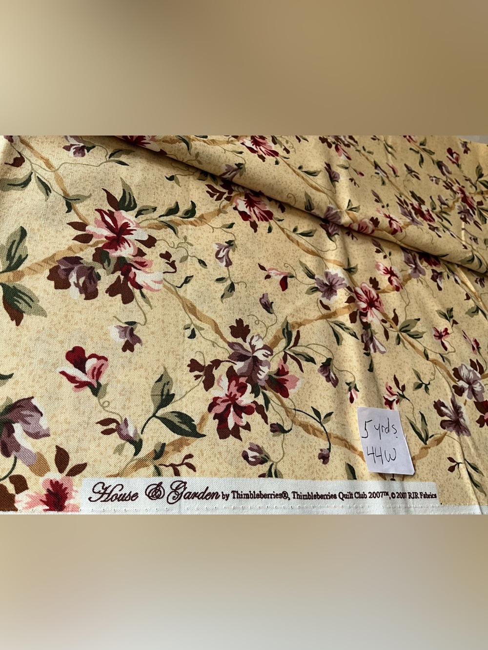 Thimbleberries House & Garden RJR Fabrics Floral Cotton Quilting 5yds Yellow Red